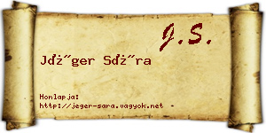 Jéger Sára névjegykártya