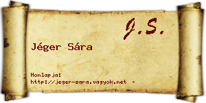 Jéger Sára névjegykártya